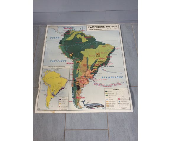 Ancient educational map South America/Africa