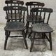 Series of 4 bistro western chairs solid wood black patina