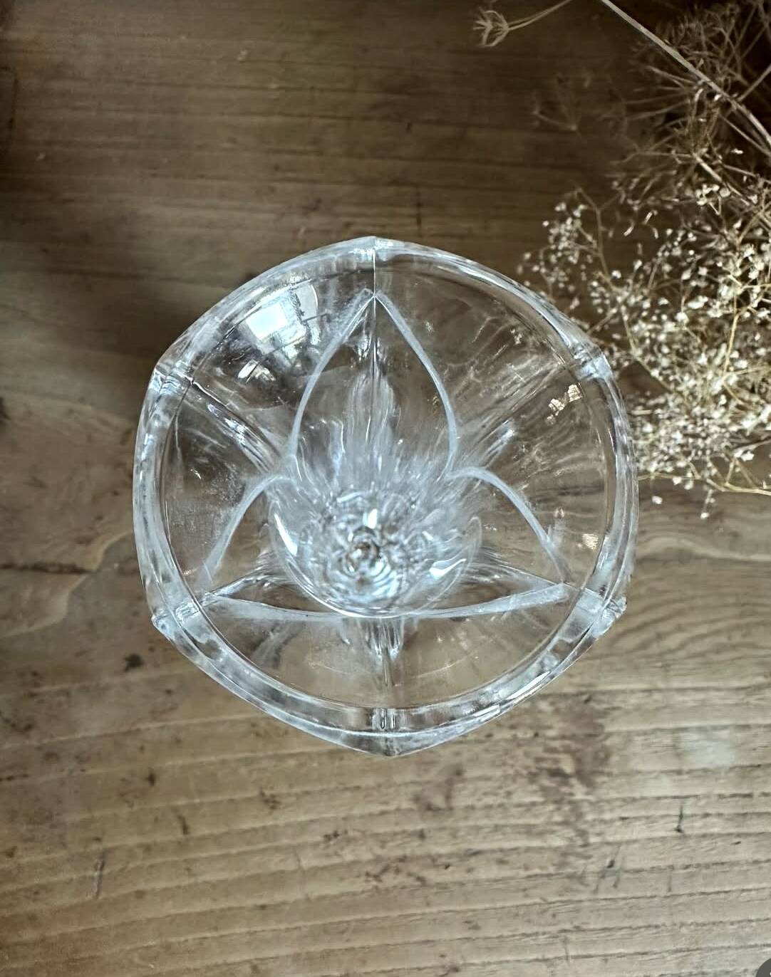 Antique crystal vase on stand