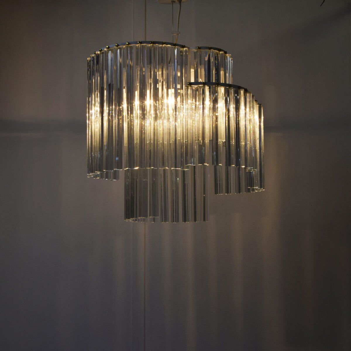 Trilobo pendant lamp in Murano glass by Venini, 1960s.