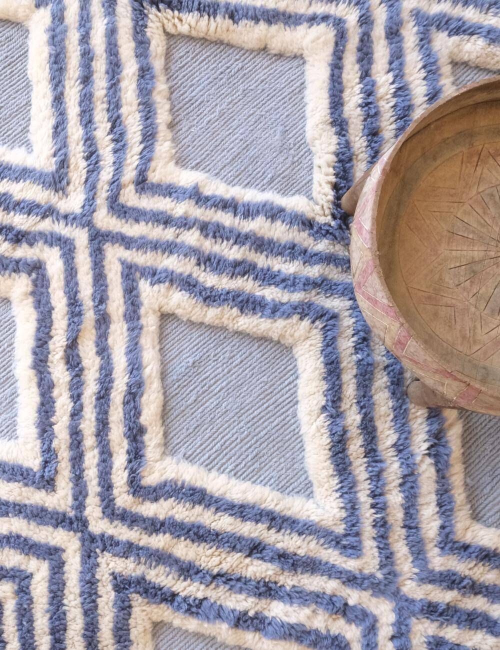 Tapis Bleu Beni Mrirt - 306 x 210 cm
