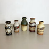 Set of Five Vintage Pottery Fat Lava Vases Made by Scheurich, Germany, 1970s