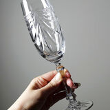 Set de 6 flûtes à champagne en cristal de Lorraine taillé main