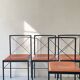 Set of 4 designer chairs in metal and cognac leather by Arrben Italy