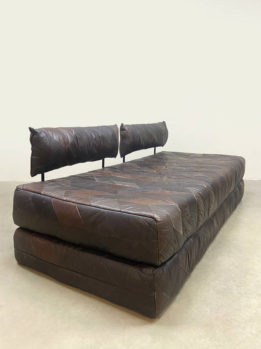 Vintage design leather sofa daybed ‘Patchwork’