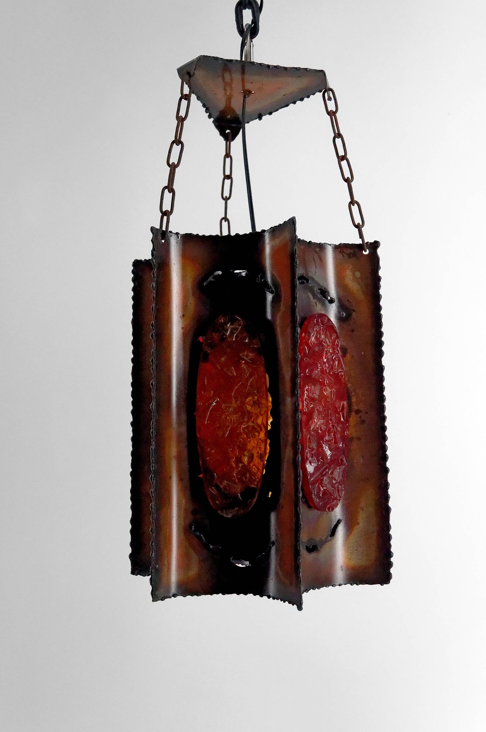 Suspension, Potiers d'Accolay, Patinated Copper and Fractal Resin, Circa 1970