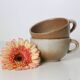 Set of 2 stoneware cups, Grès du Marais, vintage, 1980
