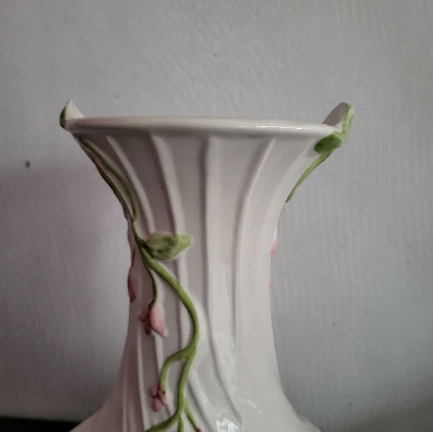 Vintage twisted barbotine vase