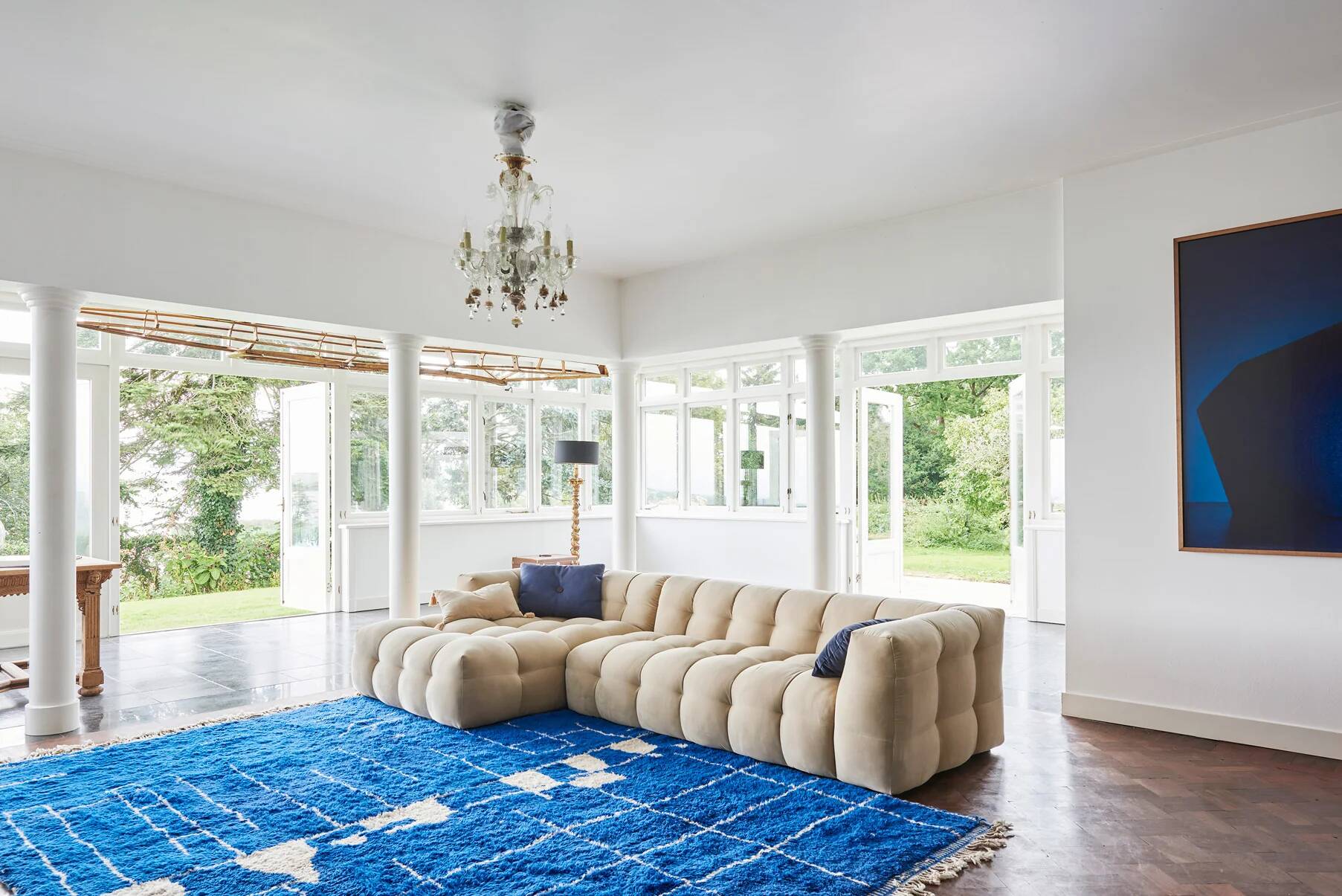 Vintage cobalt blue Moroccan Berber rug or carpet