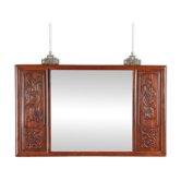 Antique mirror in exotic wood with chinoiserie carvings, 19th century.