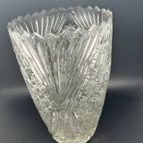 Large vase in transparent worked glass