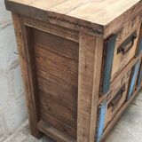 Ancien meuble d'atelier six tiroirs caisses