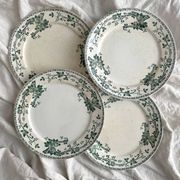 4 ironstone dinner plates "Rosa" Boch Freres Keramis BFK