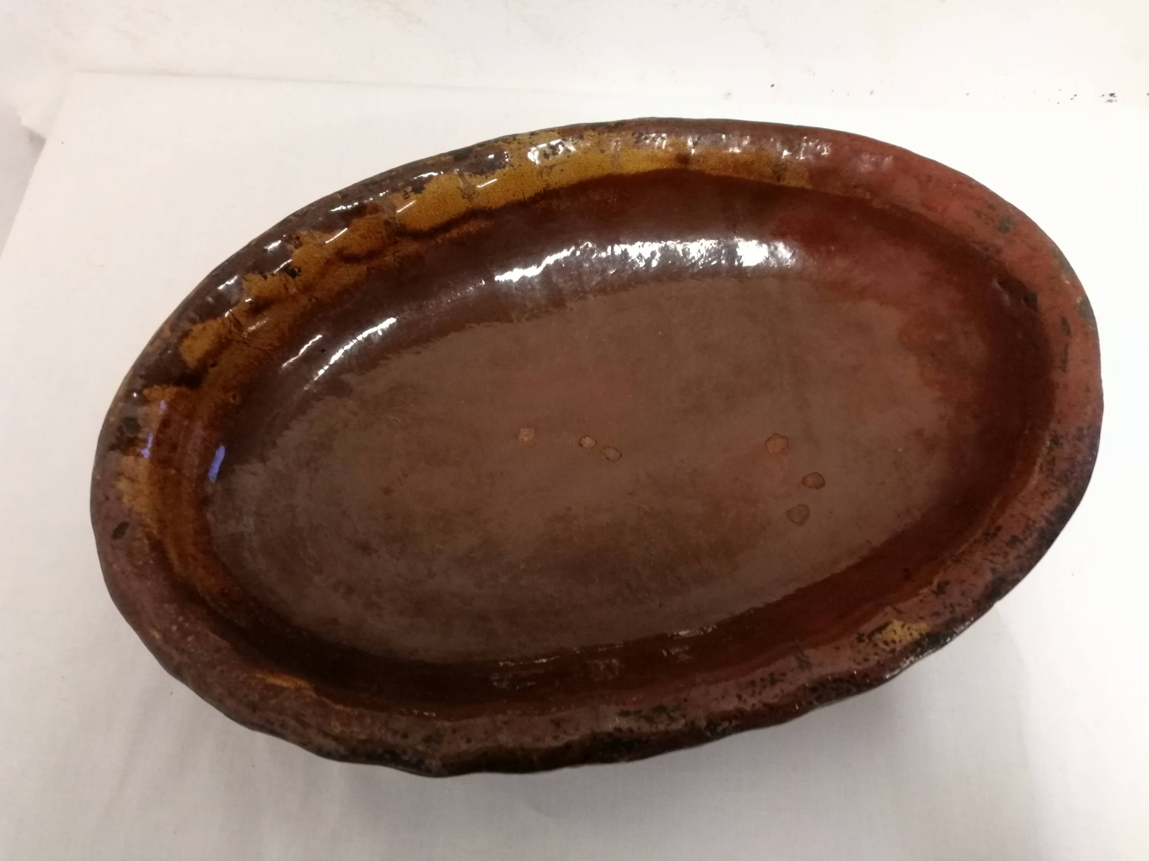 Old Dish In glazed gadrooned terracotta