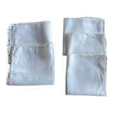 Set of 5 tea towels, handkerchiefs, embroidered pouches