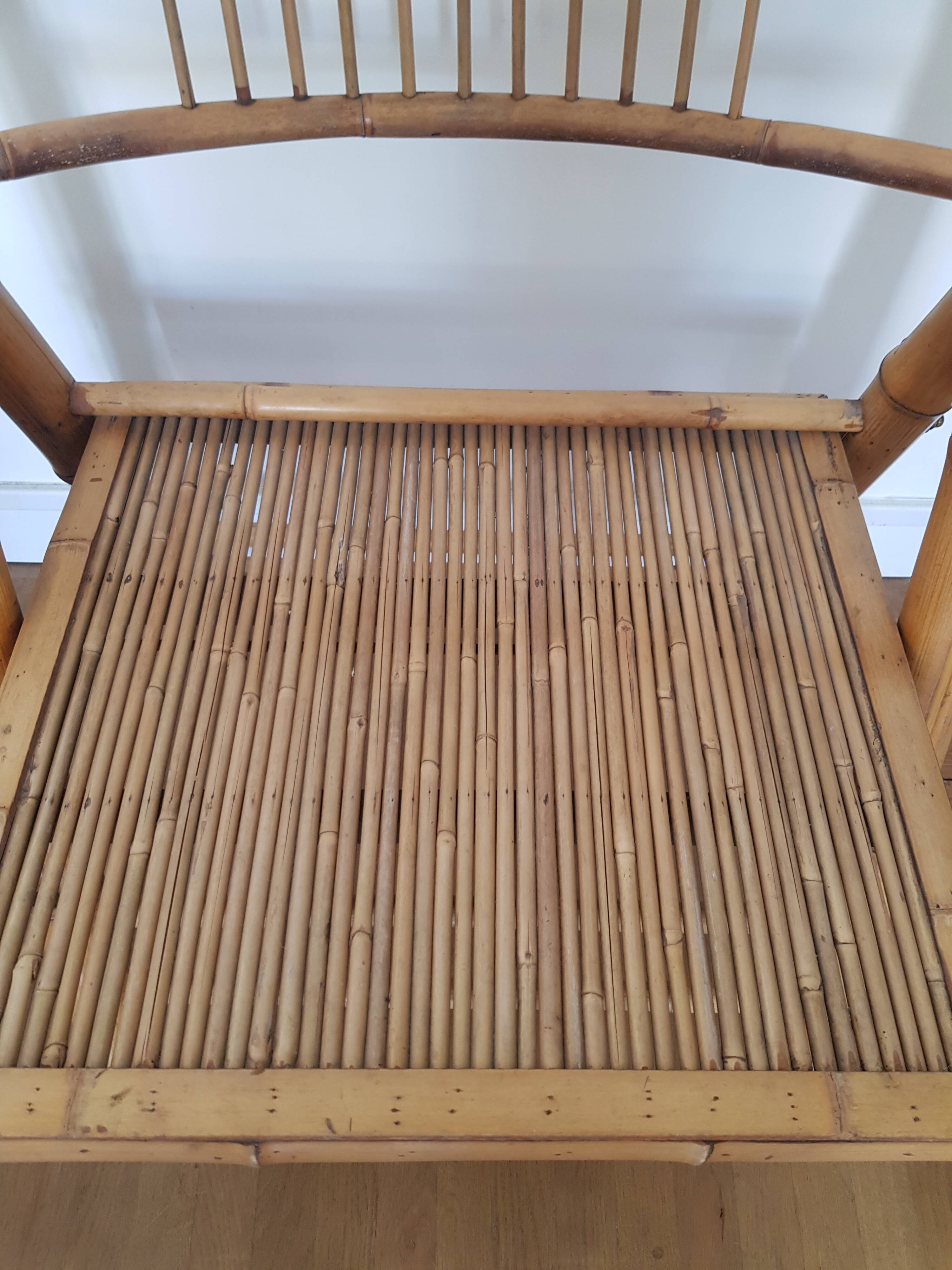 Bamboo and rattan folding chair