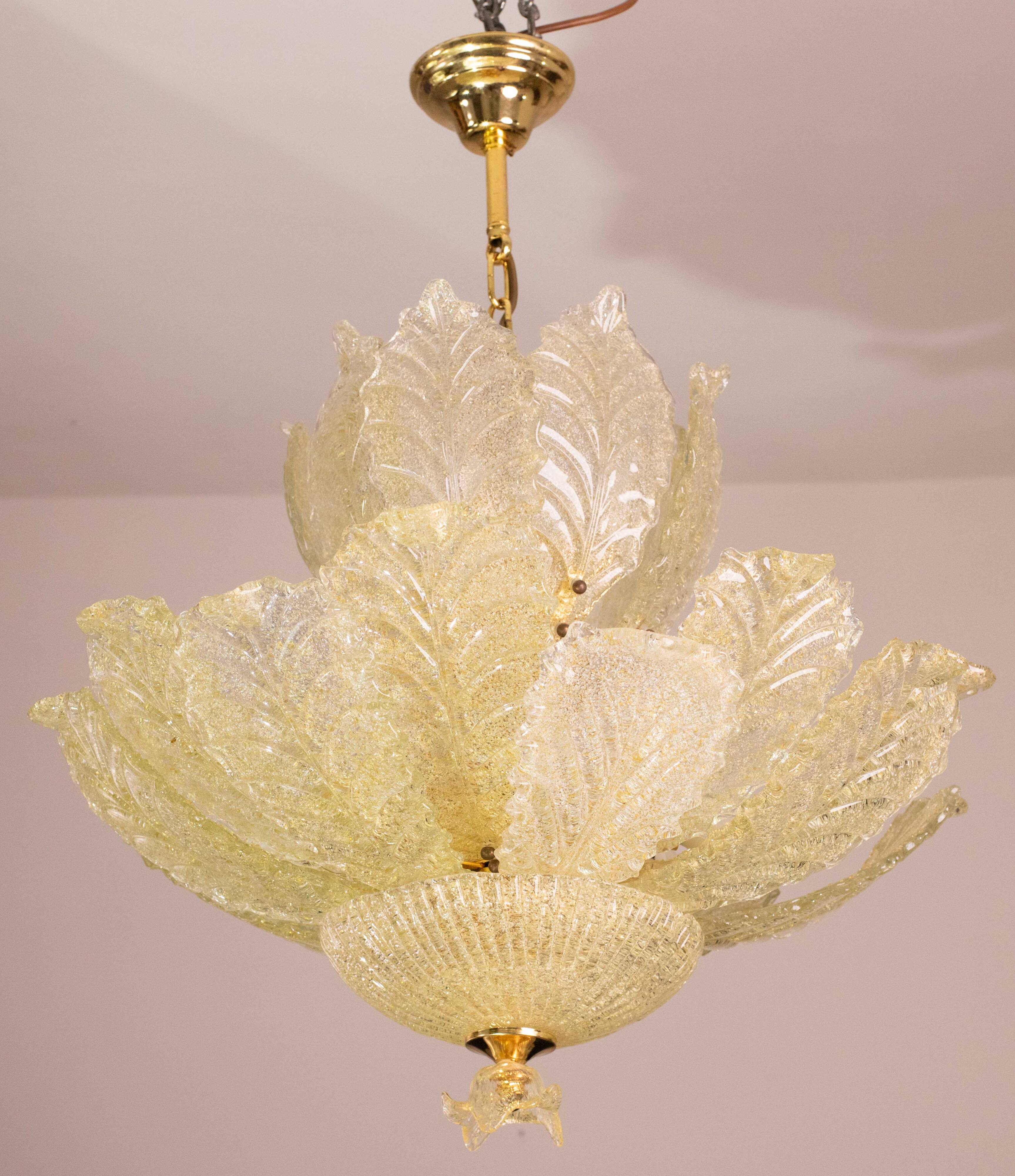 Extraordinary large size gold vintage Murano glass chandelier, 1970