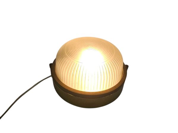 Lampe de navire - Lampe à œil de bœuf - laiton - verre - lampe murale - solide - années 80