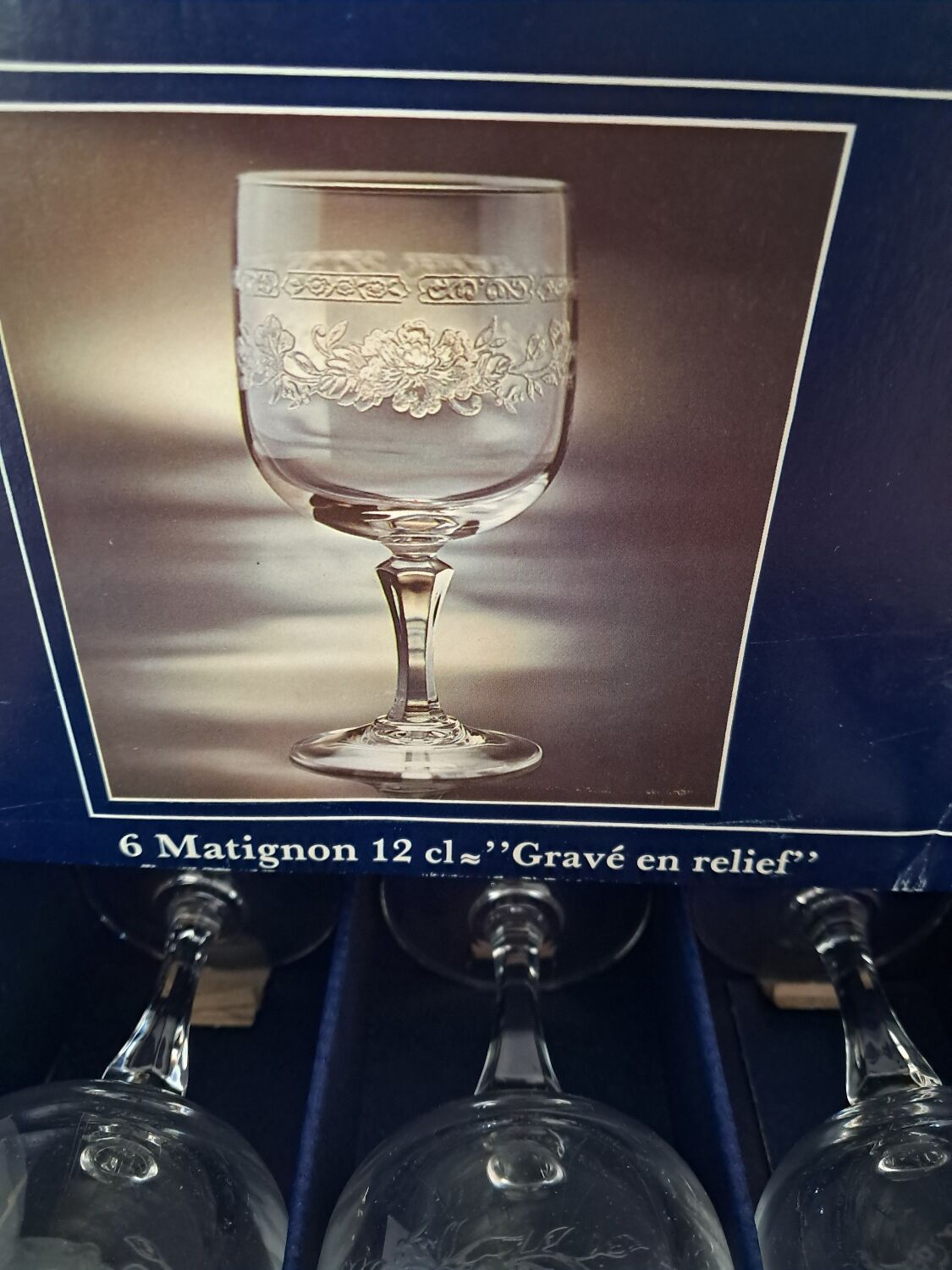 6 crystal white wine glasses from Arques Matignon
