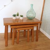 3 light beech nesting tables Meubelfabriek Oisterwijk