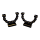 Pair of earthenware braided rope candlesticks