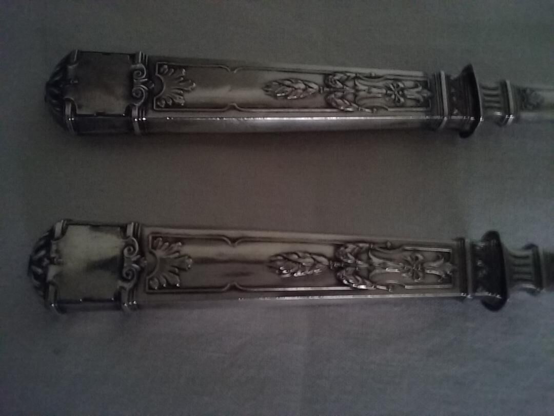 Pair of cutlery to salad horn and silver metal year 30.