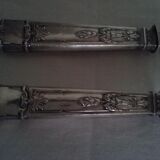 Pair of cutlery to salad horn and silver metal year 30.