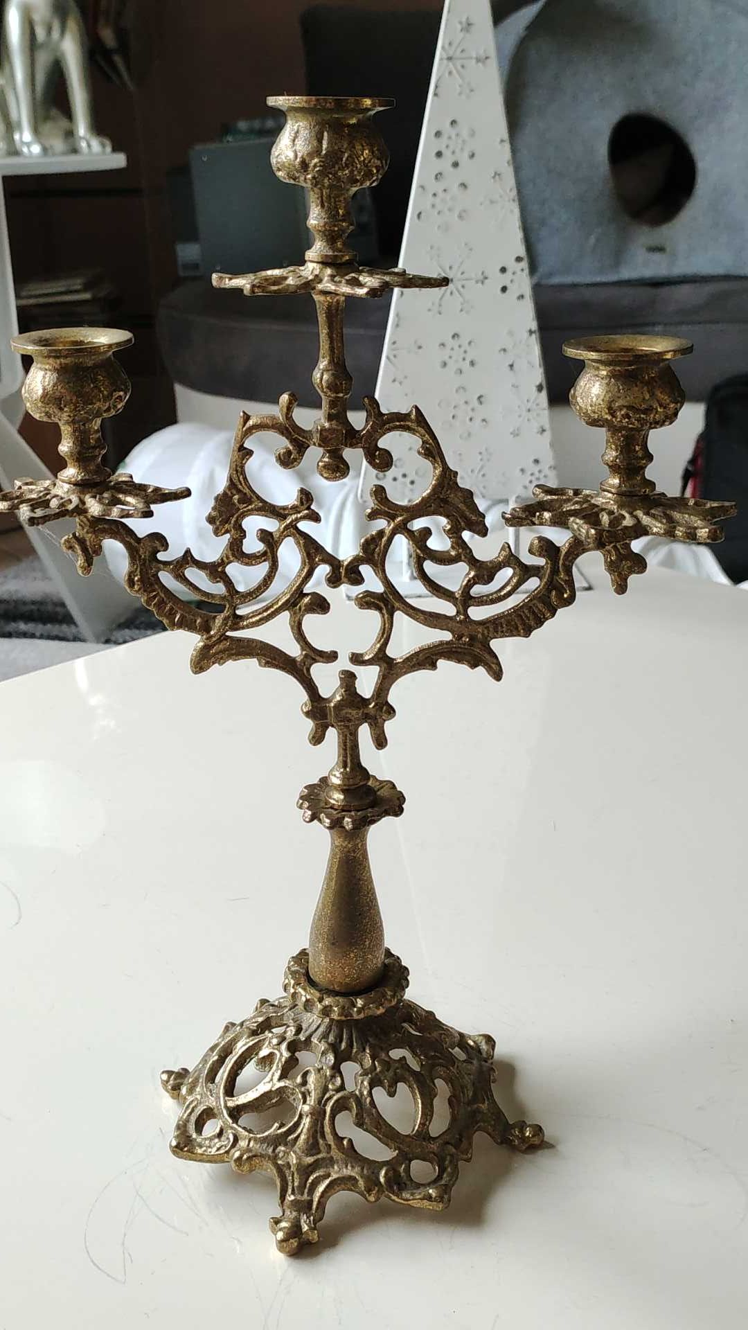 Elegant Antique Chandelier/Candelabra 3 fires in gilded patinated bronze. Baroque/Rococo/Shabby chic style