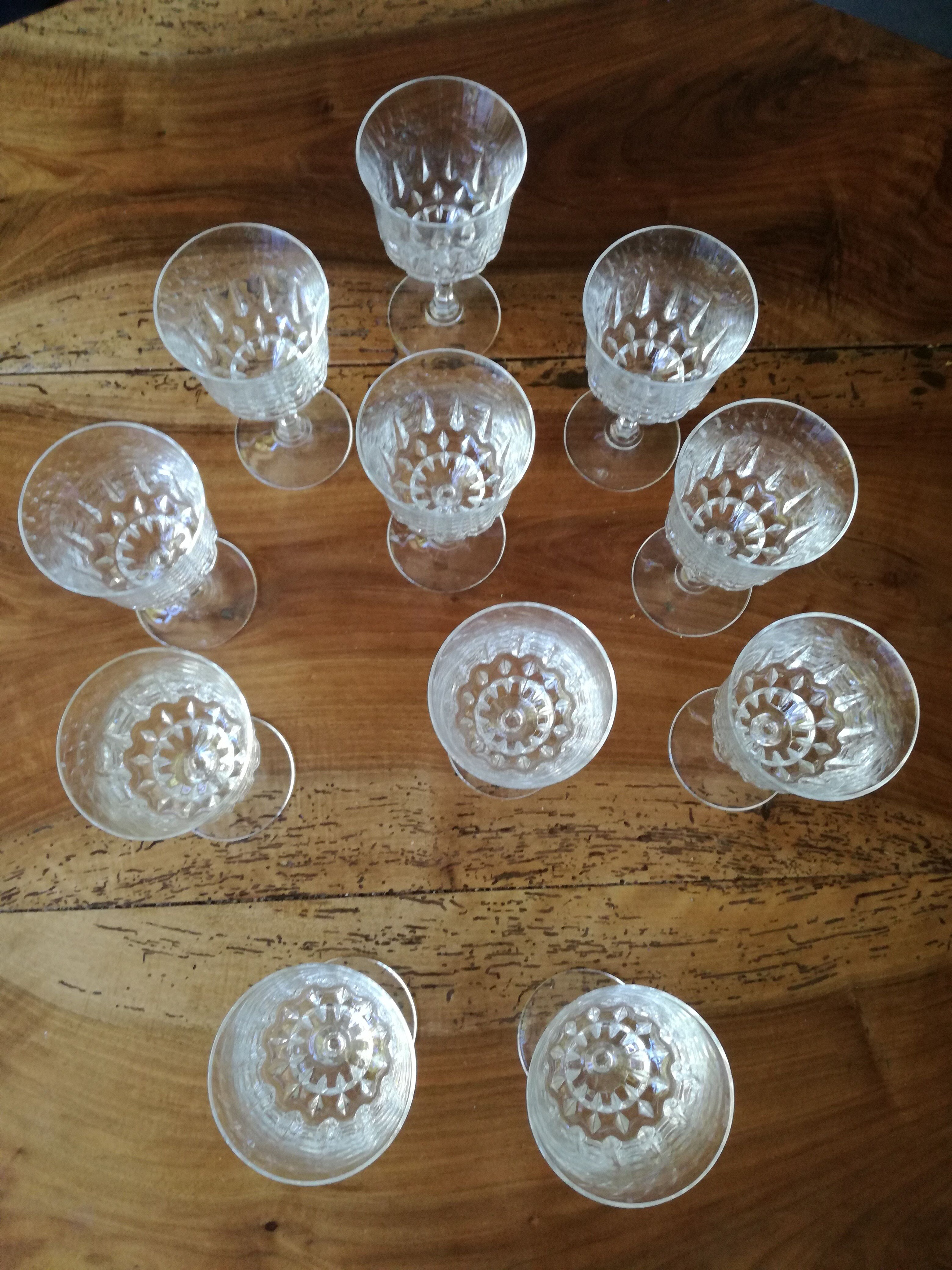 11 crystal wine glasses