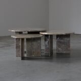 Ensemble de 3 tables basses en marbre - Italie années 1970