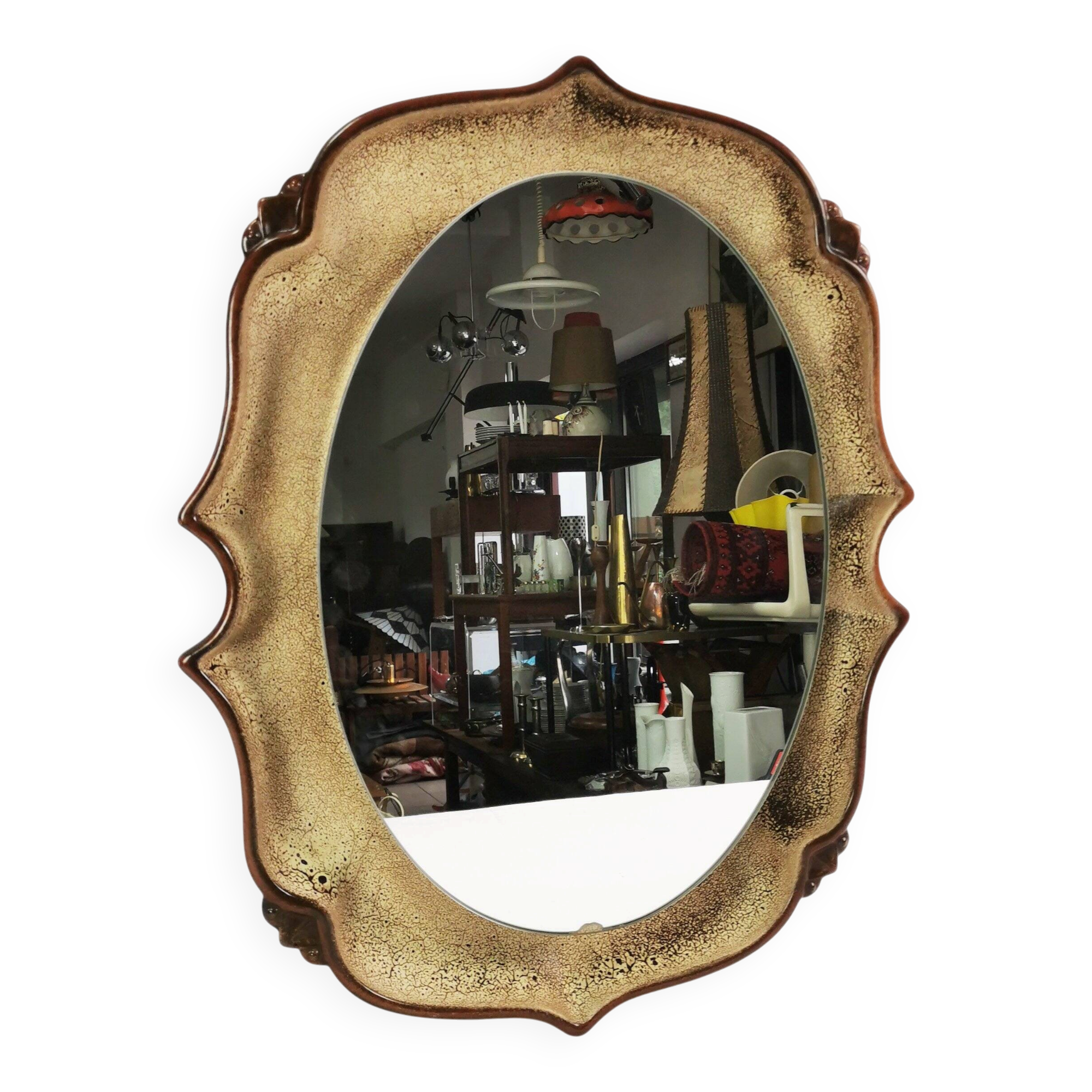 Mid-century ceramic mirror, Pan Keramik, 1970s