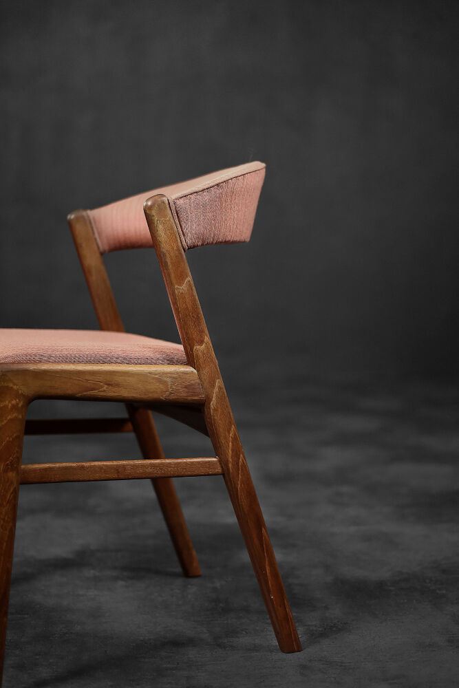 Vintage Mid-Century Scandinavian Modern Teak & Fabric Ribbon Back Chair ...