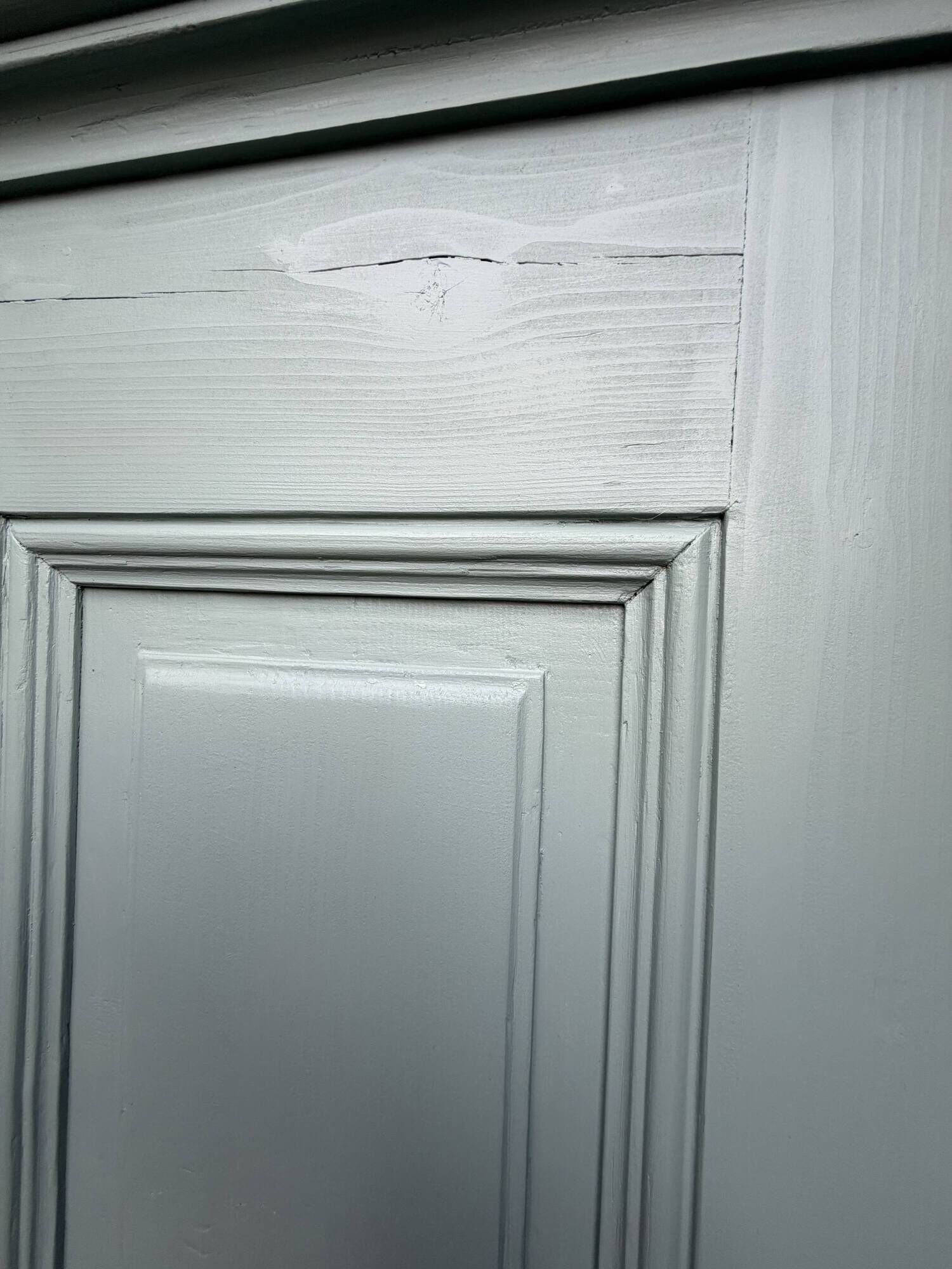 Parisian bonnetière, solid pine, Art Deco, renovated, grey-green.