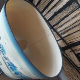 Ceramic lamp, Montclus art workshop, silk lampshade, hand painted