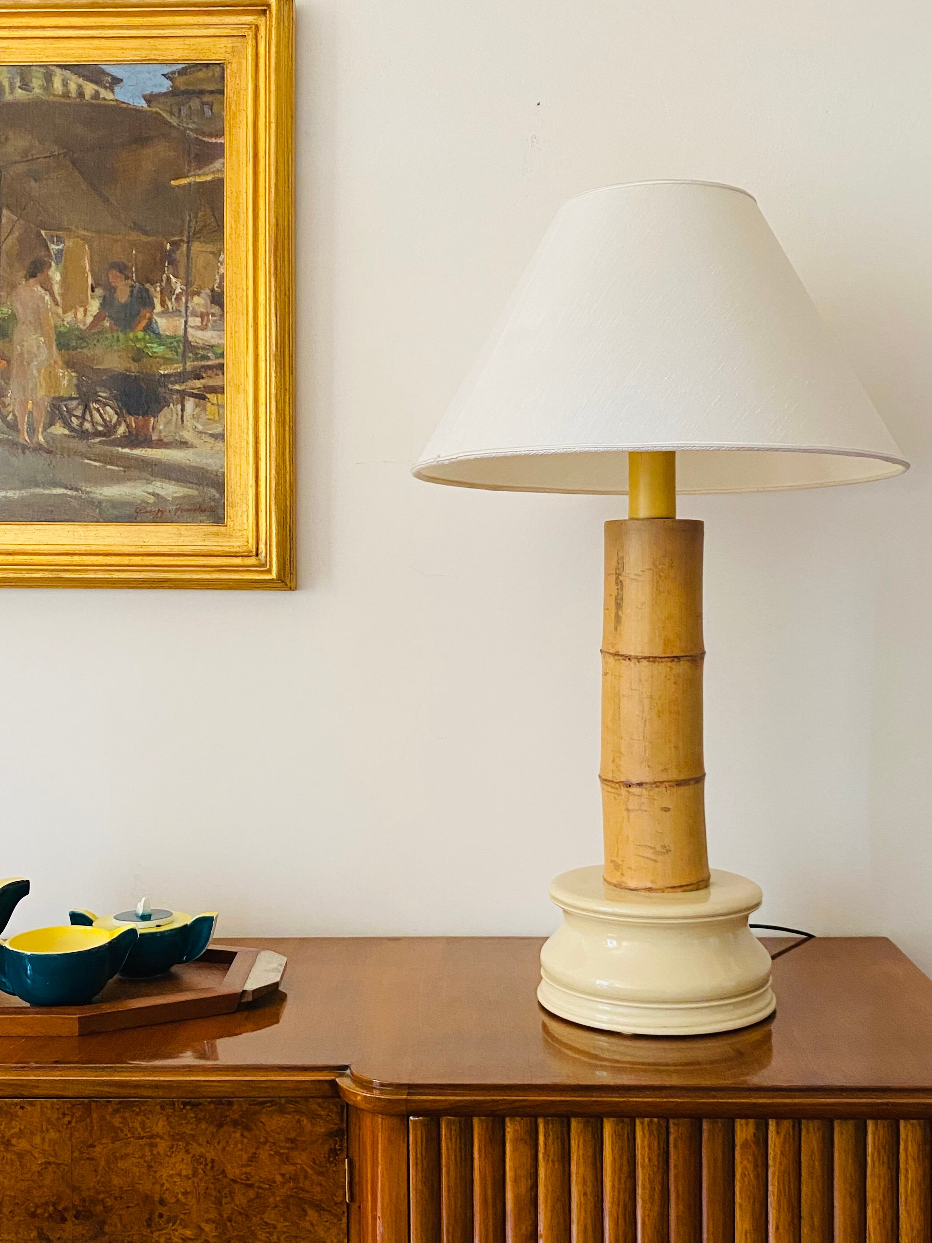 Bamboo table lamp, RCM 1867 Italy, 1970s