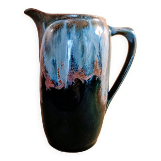 Flamed stoneware pitcher signed Denbac