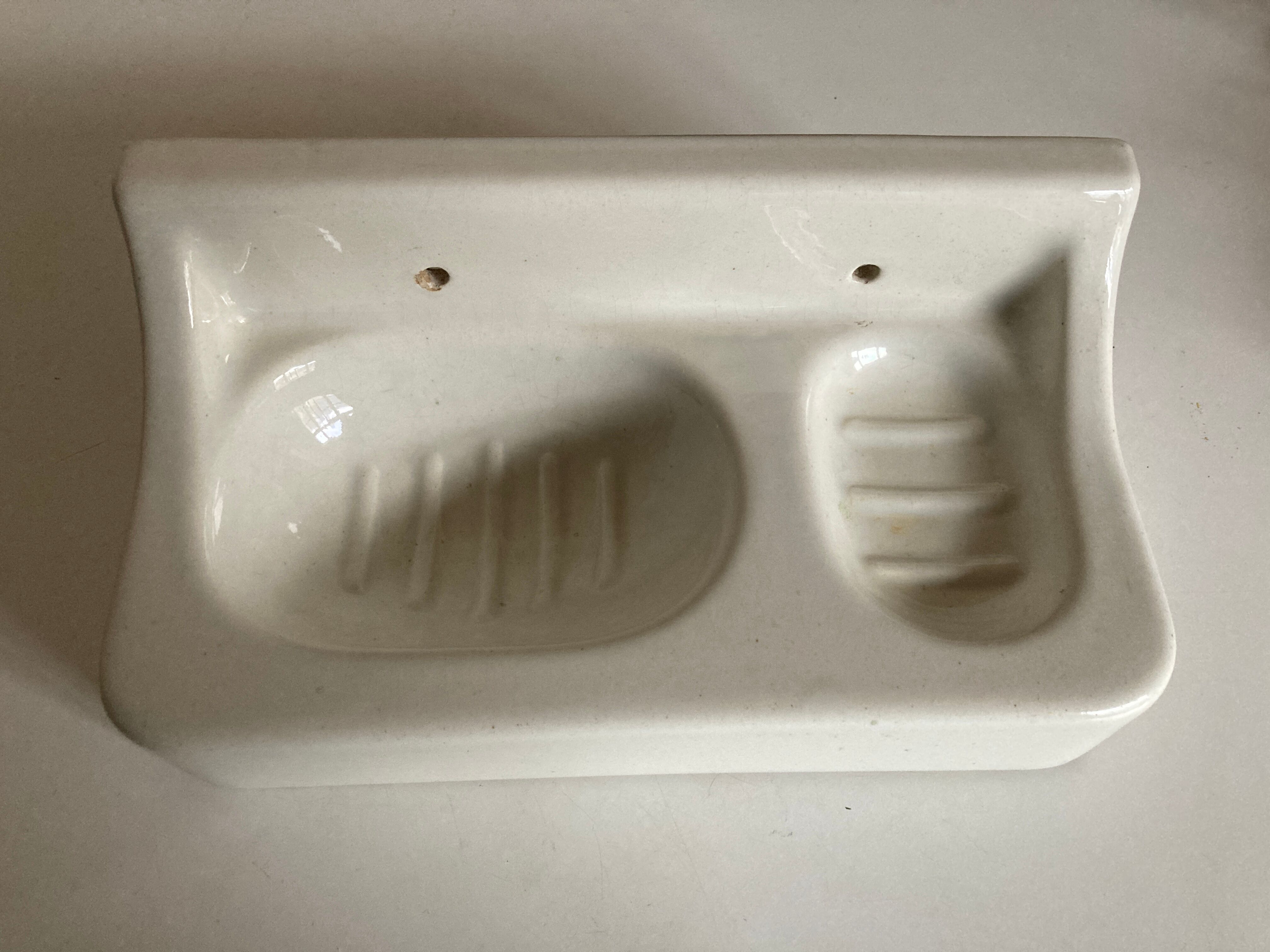 Bathroom door art deco ceramic soap holder