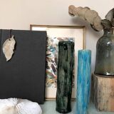 Two enameled tubular vases