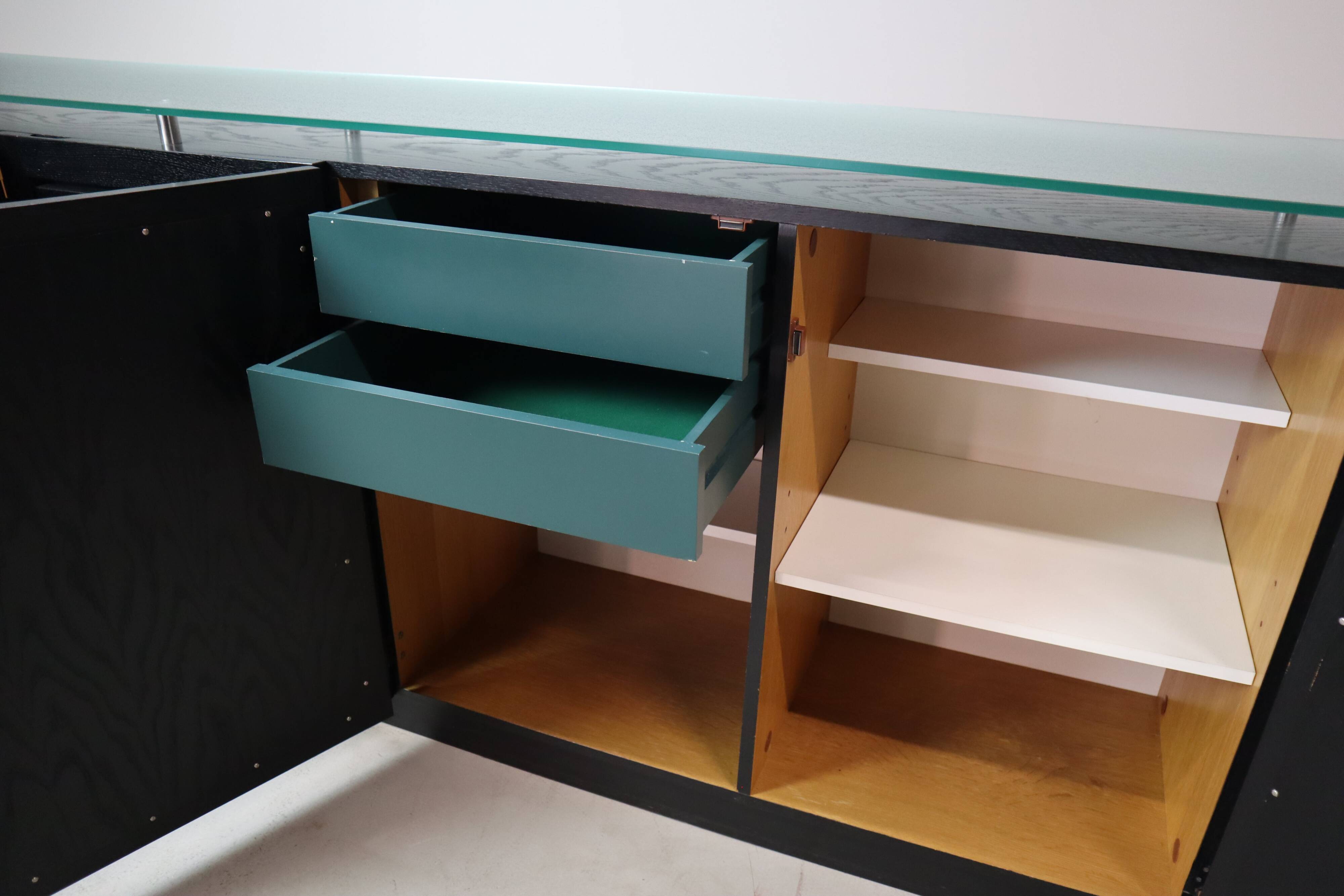 Black brutalist sideboard by Frans Defour, Belgium 1970's