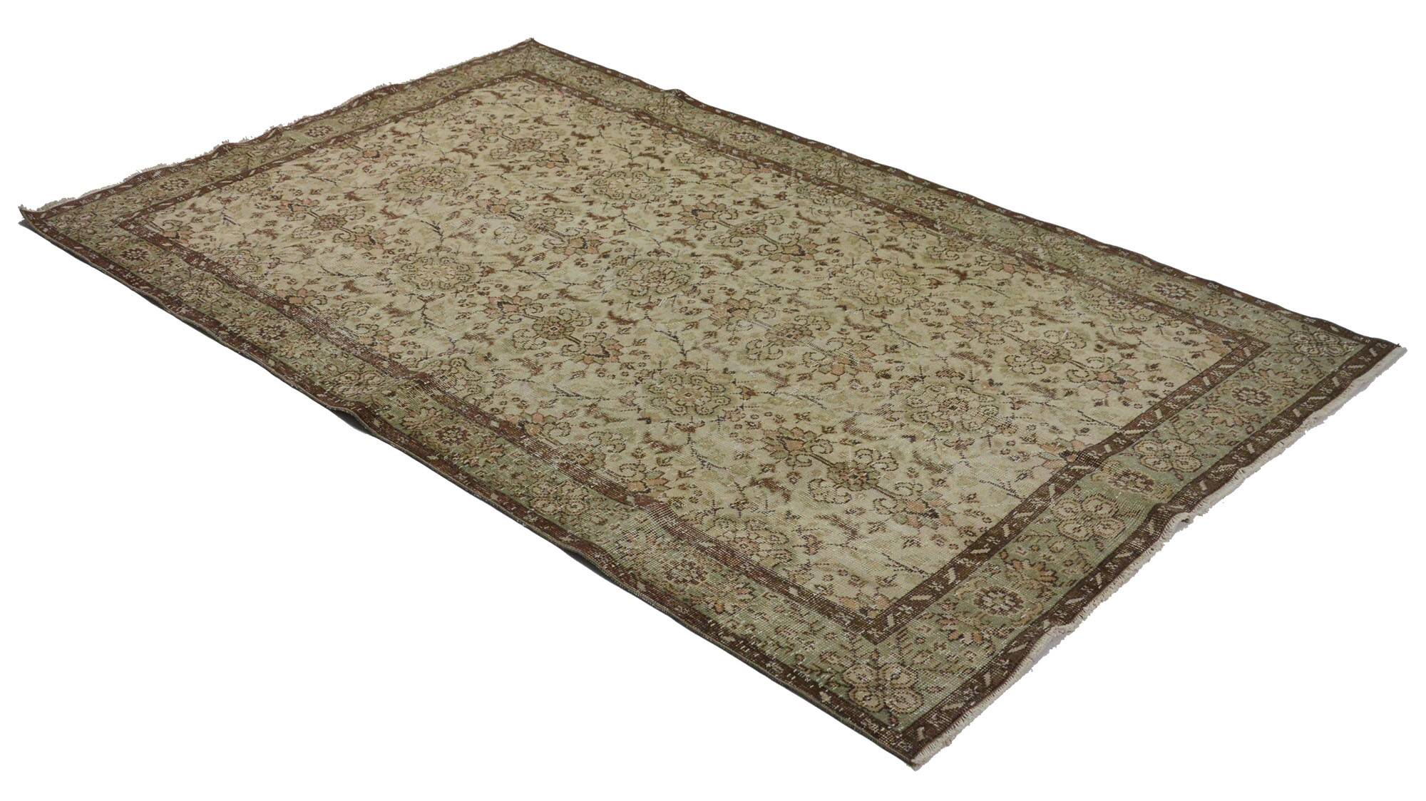 One-of-a-kind turkish handwoven vintage rug - rustic vintage charm 284x 161