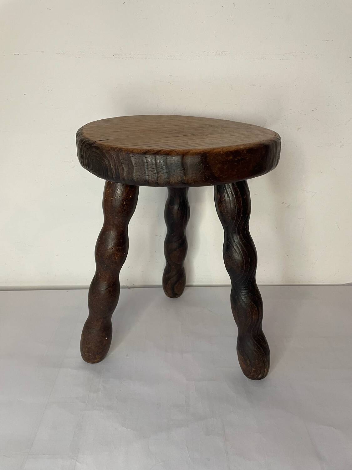 Brutalist wooden stool
