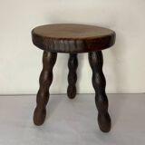 Brutalist wooden stool