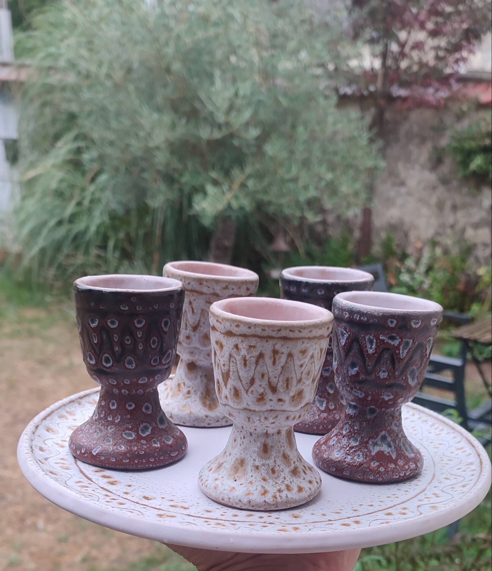 Vintage ceramic egg service by Jean Austruy