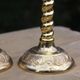 Pair of antique gilt brass candlesticks – Made in England – vintage style