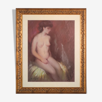 Framed and Signed Pastel of a Nude