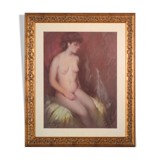 Pastel encadré et signé d’un nu
