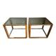 Paire de gueridon / bouts de canapé / chevets, chrome et doré, 1970s