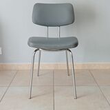 Chaise vintage en skaï et chrome années 50