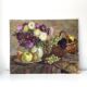Nature morte à l'huile sur toile signée Gladkaya, peinture de fleurs et fruits années 60
