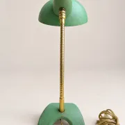 Vintage desk lamp from the 1950s-1960s – Aqua green metal and brass – Neck